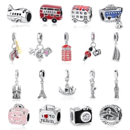Original 925 Sterling Silver Charms Love Travel London Bus Paris Pendant Beads Fit Bracelets Necklaces For Women DIY Jewelry