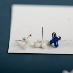 X Shape Fine Ceramic Stud Earrings Anti allergic Needle Plated Porcelain Wholesale Gift Accessories #XN557