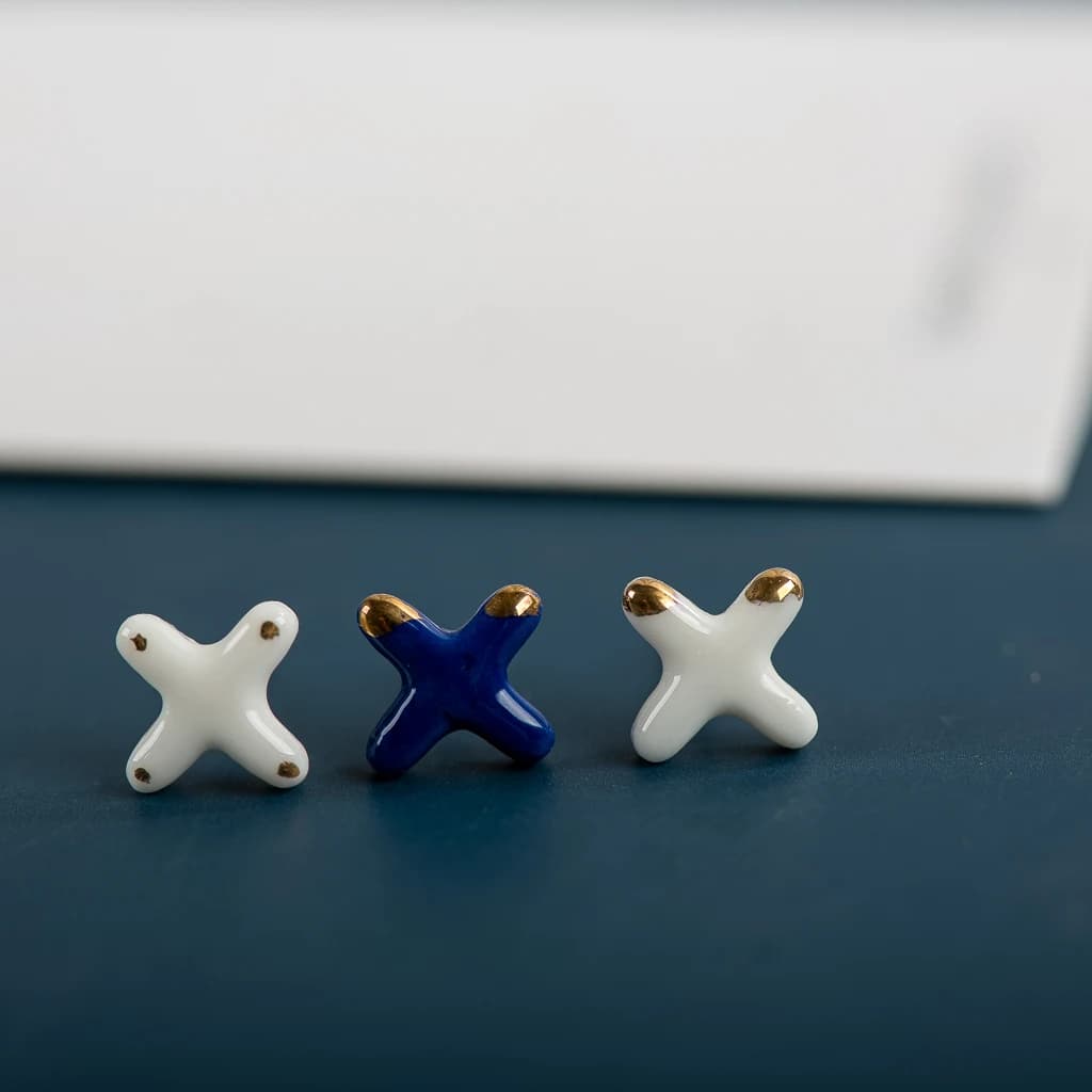 X Shape Fine Ceramic Stud Earrings Anti allergic Needle Plated Porcelain Wholesale Gift Accessories #XN557