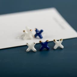 X Shape Fine Ceramic Stud Earrings Anti allergic Needle Plated Porcelain Wholesale Gift Accessories #XN557