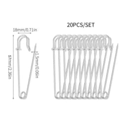 20Pcs 50mm Metal Safety Pins Silver/Gold/Black Large Safety Pin DIY Craft Sewing Tools Wedding Brooch Apparel Accessories