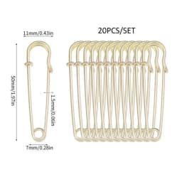20Pcs 50mm Metal Safety Pins Silver/Gold/Black Large Safety Pin DIY Craft Sewing Tools Wedding Brooch Apparel Accessories