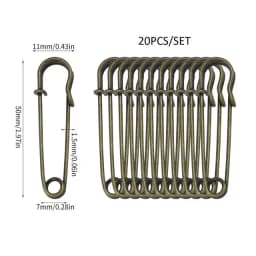 20Pcs 50mm Metal Safety Pins Silver/Gold/Black Large Safety Pin DIY Craft Sewing Tools Wedding Brooch Apparel Accessories