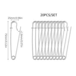 20Pcs 50mm Metal Safety Pins Silver/Gold/Black Large Safety Pin DIY Craft Sewing Tools Wedding Brooch Apparel Accessories