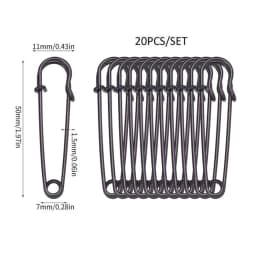 20Pcs 50mm Metal Safety Pins Silver/Gold/Black Large Safety Pin DIY Craft Sewing Tools Wedding Brooch Apparel Accessories
