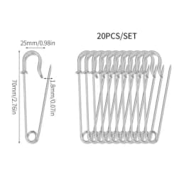 20Pcs 50mm Metal Safety Pins Silver/Gold/Black Large Safety Pin DIY Craft Sewing Tools Wedding Brooch Apparel Accessories