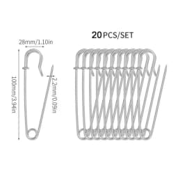 20Pcs 50mm Metal Safety Pins Silver/Gold/Black Large Safety Pin DIY Craft Sewing Tools Wedding Brooch Apparel Accessories