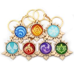 Game Genshin Impact Vision Wind,Fire Lightning Grass Element Keychain Luminous 7 Element Weapons Eye Of Original God Toy KeyRing
