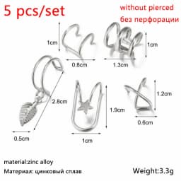 New Gold Color Metal Ear Cuff Non-Piercing Ear Clips Fake Cartilage Earrings Clip Earrings For Women Men Wholesale Ear Jewelry