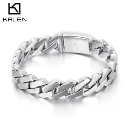 Kalen 13mm Trend Curbs Cuban Chain 316L Stainless Steel Men's Bracelet Popular Simple Jewelry Punk Link