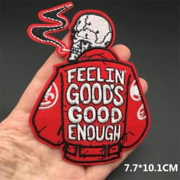 Feeling Good Embroidery Patch for Clothing Punk Iron on Patches Appliques DIY Sewing Clothes Jacket Jeans Home Decoration