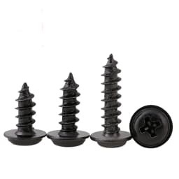 50 100 200 pcs M1.4 M1.7 M2 M2.5 M3  M3.5 M4 PWA  Mini Black Steel Phillips PWA Cross Round Head Self Tapping Screws with Washer