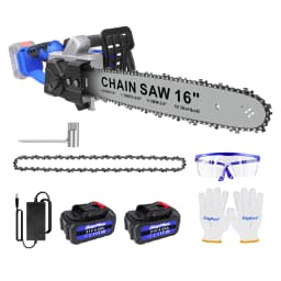 16 Inch Cordless Electric Chainsaw with 2 Battery and Charger,Brushless Handheld Powered Chainsaw for Wood Cutting Tree Pruning