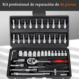 46 PCs Automotive Repair Hand Tool Set Mechanic'S Tool Box, 1/4" Socket Spanner Ratcheting Screwdriver Ratcheting Screwdriver