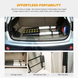 DayPlus 3.2-6.2M Telescopic Ladder with Roof Hook Kit Aluminium Portable Multi-Purpose Folding Portable Heavy Duty Extendable