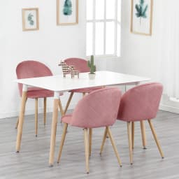 Set Of 4 / 6 Dining Chairs With Soft Velvet And Metal Feet Suitable for Kitchen Dining Room Living Room Lounge(Pink/Green/Blue))