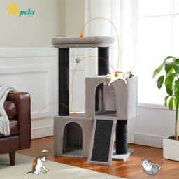 Cat Tree Tower with Large Cat Scratching Post Extremely Large Double Cave Fully Sisal Covered Suitable for Large Cats