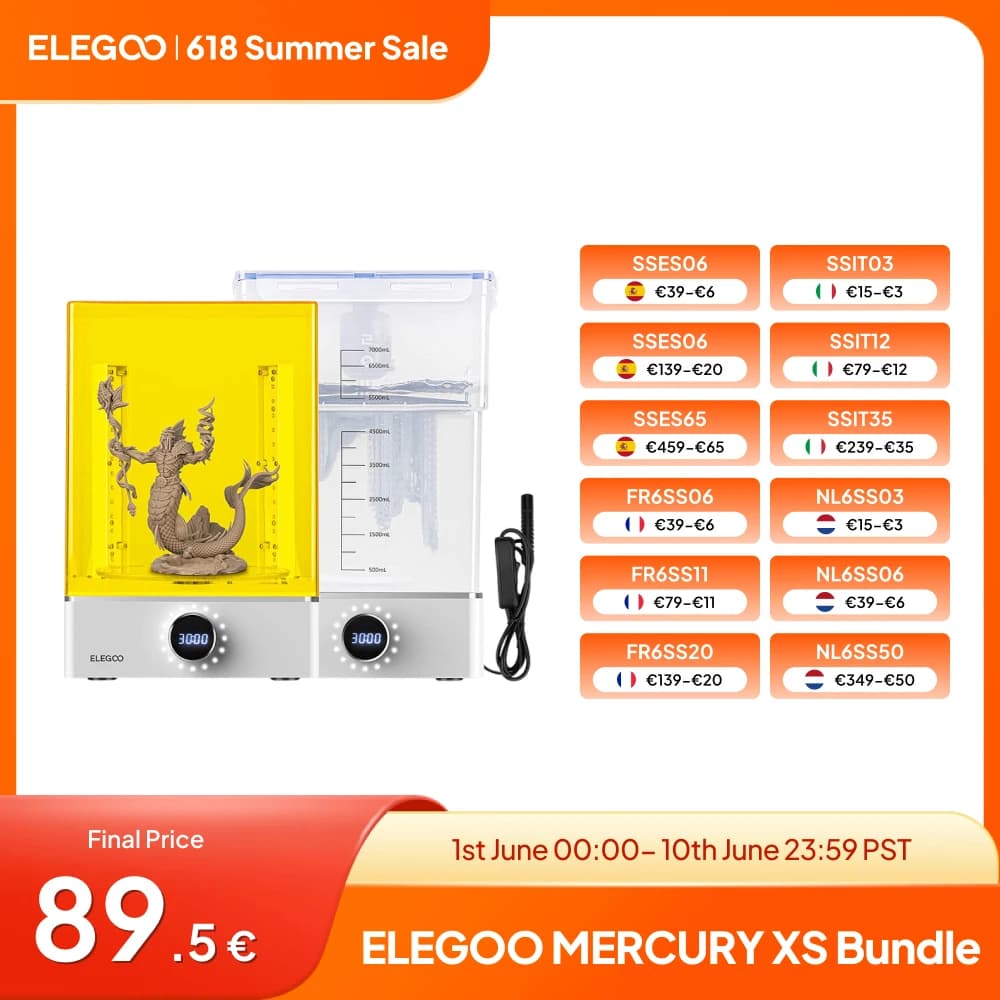 ELEGOO MERCURY XS BUNDLE Wash and Cure Machine for Large Resin 3D Prints, Compatible with SATURN and MARS Series 3D Printer