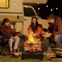 Garden Fire Bowls, Fire Basket with Spark Guard Ø71cm,Fireplace Retro Look,Incl. Poker&Charcoal Grate, Heating in Winter Stable