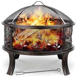 Garden Fire Bowls, Fire Basket with Spark Guard Ø71cm,Fireplace Retro Look,Incl. Poker&Charcoal Grate, Heating in Winter Stable