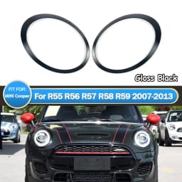 For Mini Cooper R55 R56 R57 R58 2007-2015 Gloss Black Headlight Ring Bezel Trim Surround Cover Car Accessories Car Styling 2Pcs