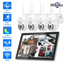 Hiseeu 3/5MP 10.1" Monitor 10CH NVR CCTV IP Camera Surveillance System Set Night Vision P2P Wireless Security PTZ Cameras Kit ﻿