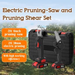 21V 25mm Brushless Electric Pruning Shear and 88VF Cordless 4inch Brushed Cahinsaw Set Woodworking Cutting Garden Trimming Tools