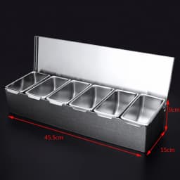 Ingredient Container 6 Grids Stainless Steel Spice Jars Set Thickening Side Kitchen Bar Container with Cover