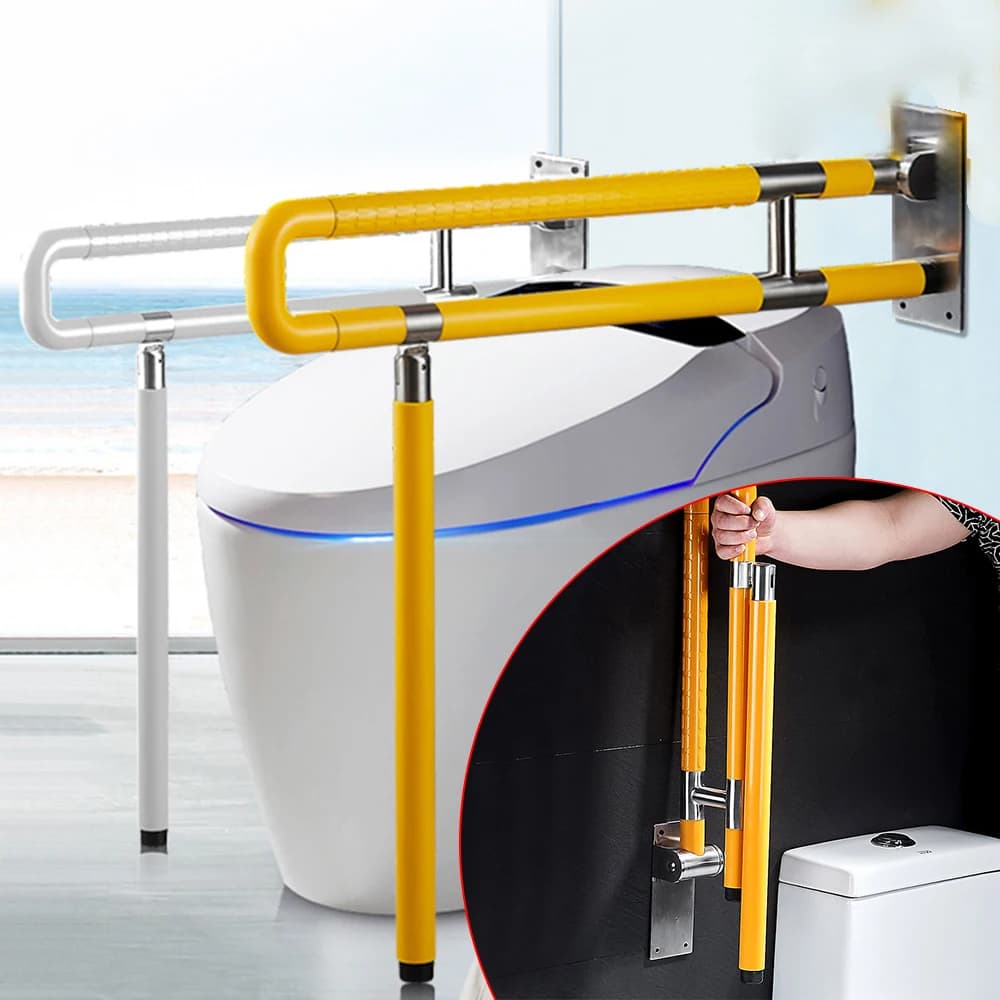 Folding Stainless Steel Toilet Safety Handrail Wall Mounted Luminous Bathroom Handrail