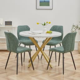 EGOONM Modern Luxury Dining Table Imitation Marble Effect Household Round Dining Table Simple Cafe Tables Home Furniture 100CM