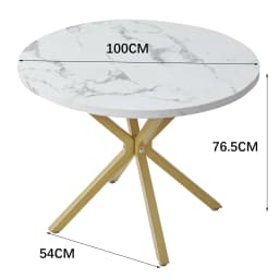 EGOONM Modern Luxury Dining Table Imitation Marble Effect Household Round Dining Table Simple Cafe Tables Home Furniture 100CM