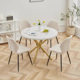 EGOONM Modern Luxury Dining Table Imitation Marble Effect Household Round Dining Table Simple Cafe Tables Home Furniture 100CM