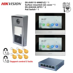 HIKVISION Original Multi-language 802.3af POE Video intercom KIT,include DS-KV8113-WME1(C) & DS-KH6320-WTE1 & PoE Switch