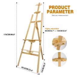 Studio Easel 1.75m Foldable Wooden A Frame Painting Painter Drawing Stand Board 69 Inch Art Display Easel Artist Wedding Craft