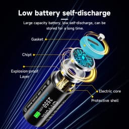 CITYORK CR123A Battery 2550mWh 3.7V Rechargeable Li-ion 16340 Batteries 16350 RCR123 Batter For LED Flashlight +USB Type-c Cable