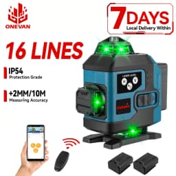 ONEVAN 360° Self-Leveling 16 Lines 4D Laser Level Green Line Horizontal & Vertical Powerful Laser Level Green Beam Laser Level