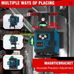 ONEVAN 360° Self-Leveling 16 Lines 4D Laser Level Green Line Horizontal & Vertical Powerful Laser Level Green Beam Laser Level