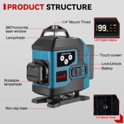 ONEVAN 360° Self-Leveling 16 Lines 4D Laser Level Green Line Horizontal & Vertical Powerful Laser Level Green Beam Laser Level