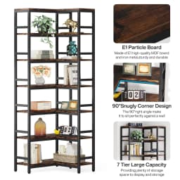 Tribesigns 7 Tier Tall Corner Bookshelf, 78.74”Industrial Corner Etagere Bookcase