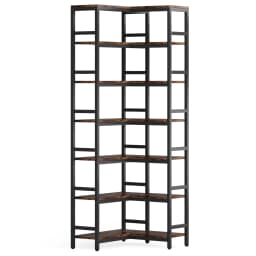 Tribesigns 7 Tier Tall Corner Bookshelf, 78.74”Industrial Corner Etagere Bookcase