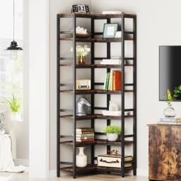 Tribesigns 7 Tier Tall Corner Bookshelf, 78.74”Industrial Corner Etagere Bookcase