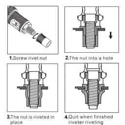 ALLSOME BT-605 Riveter Nut Guns Auto rivet tool 12" Riveter Nut tool Hand Insert Rivet Nut Tool Manual Mandrels M3 M4 M5 M6 M8