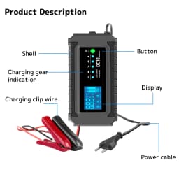 10A Smart Car Battery Chargers 12V 24V Automotive Charger Battery Trickle Charger For Lead-Acid Batteries