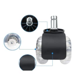 5 Desk Chair Wheels Office Chair Caster Diameter 50mm Hard Floor Caster Double Wheel Design Swivel Chair Wheels for Office Desk