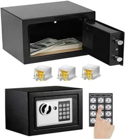 DayPlus Digital Safe Box Large Capacity Safety Electronic Security Steel Money Cash Home Office,Keypad&2 Override Keys&4 Bolt