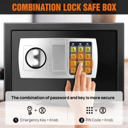 DayPlus Digital Safe Box Large Capacity Safety Electronic Security Steel Money Cash Home Office,Keypad&2 Override Keys&4 Bolt