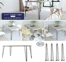 10 inch Metal Table Legs 25cm Hairpin Leg Black 2 Rod 10mm Mid Century Modern Industrial Style for Coffee Tables Bench Desk Leg