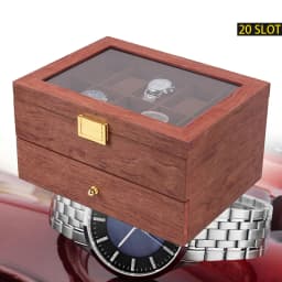 20 Slots Wooden Organizer Jewelry & Watches Display Case Storage Box with Drawer