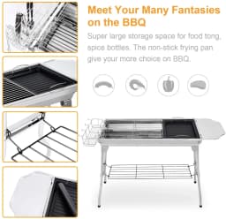 Charcoal Grills Stainless Steel Grill BBQ Tools Sets Cooking Utensils Kit For Picnic Camping Party