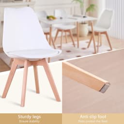EGOONM Set of 4 Nordic Dining Chairs Inspired Solid Wood Plastic Padded Seat PU Cushion for Living Room Office Furniture Home